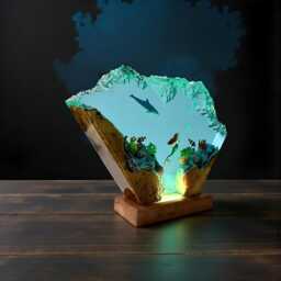 Mermaid & Dolphin Ocean Resin Lamp Underwater Fantasy Night Light - thumbnail 4