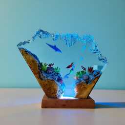 Mermaid & Dolphin Ocean Resin Lamp Underwater Fantasy Night Light - thumbnail 3