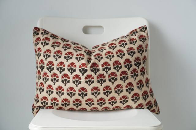 Block Print Pillow Cover Floral Batik, Ethnic Farmhouse Decor - image 1