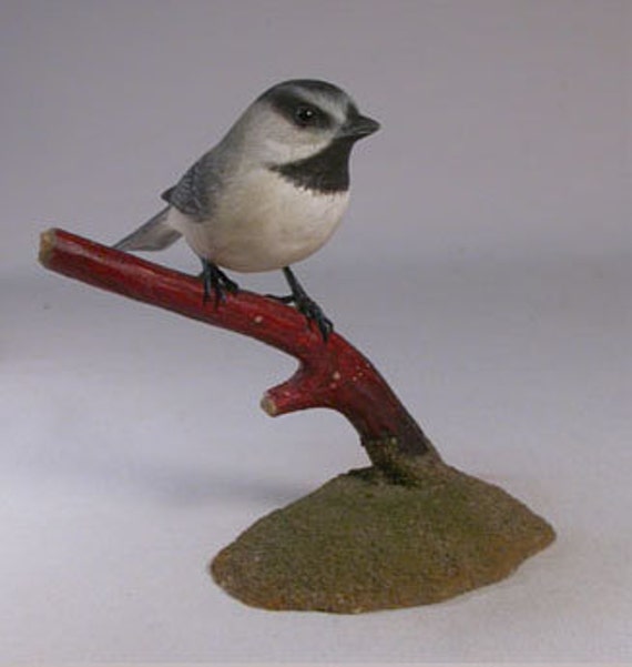 Mountain Chickadee Hand Carved & Painted Wooden Bird - image 1