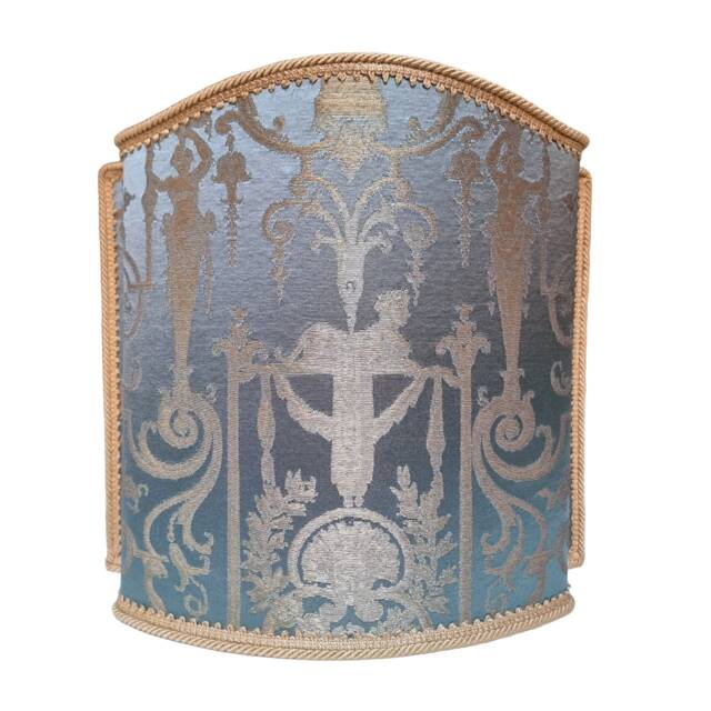 Venetian Lamp Shade Aqua Blue Silk Lampas Brocade Fabric Rubelli Aida Pattern Half Lampshade - Handmade in Italy - image 1