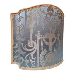 Venetian Lamp Shade Aqua Blue Silk Lampas Brocade Fabric Rubelli Aida Pattern Half Lampshade - Handmade in Italy - thumbnail 2