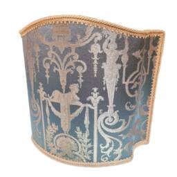 Venetian Lamp Shade Aqua Blue Silk Lampas Brocade Fabric Rubelli Aida Pattern Half Lampshade - Handmade in Italy - thumbnail 4