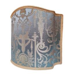Venetian Lamp Shade Aqua Blue Silk Lampas Brocade Fabric Rubelli Aida Pattern Half Lampshade - Handmade in Italy - thumbnail 3