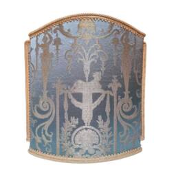 Venetian Lamp Shade Aqua Blue Silk Lampas Brocade Fabric Rubelli Aida Pattern Half Lampshade - Handmade in Italy - thumbnail 1