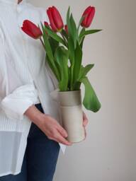 Ceramic Handmade Large Pottery Vase, White Vase For Flowers, Modern Unique Wedding Gift, Stoneware Tall Flower - thumbnail 1