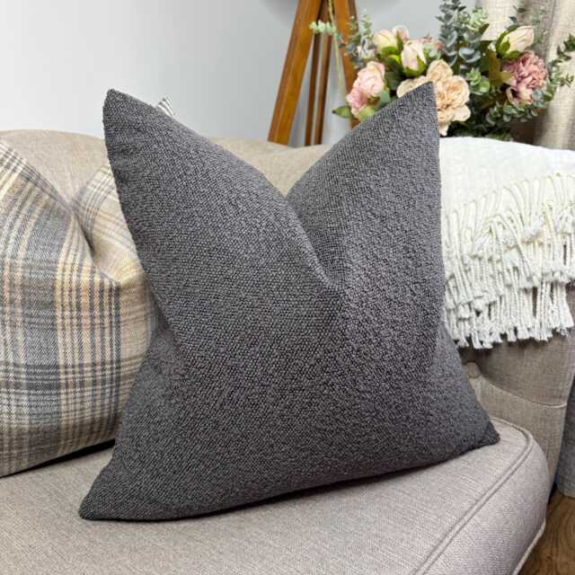 "Neutral Boucle Cushion Cover Durable Designer Fabric For Sofa Bed Decor - 12"" X 20" - image 1