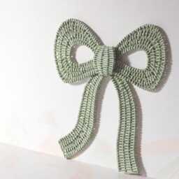 Wicker Bow Wall Decor, Boho Nursery Decoration, Beige Pink Sage Green - thumbnail 3