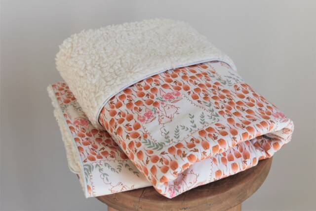 Handmade Crib Blanket Made Of 100% Cotton - Soft & Breathable Ideal As A Baby Shower Gift For Girls, With Floral Print - image 1