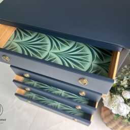 Navy Blue Vintage Harris Lebus Chest Of Drawers - thumbnail 3