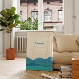 Waves Print Poster, Blue Ocean Print, Retro Typographic Sea Surfer Gift, Art - thumbnail 3
