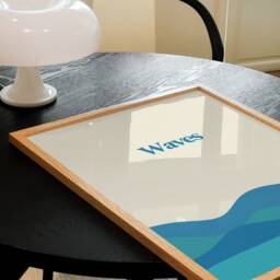 Waves Print Poster, Blue Ocean Print, Retro Typographic Sea Surfer Gift, Art - thumbnail 2