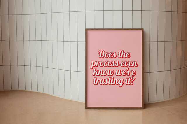 Girly Office Wall Art Print - Trusting The Process Print, Preppy Artwork, Motivational Pink For - image 1