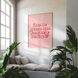 Girly Office Wall Art Print - Trusting The Process Print, Preppy Artwork, Motivational Pink For - thumbnail 3