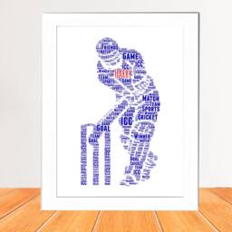 Personalised Cricketer Print - Custom Word Wall Art Frame- Birthday, For Cricket Lover For Him, Her, Boys, Girls, Men Player - thumbnail 2