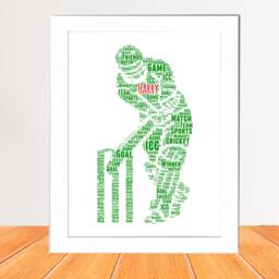 Personalised Cricketer Print - Custom Word Wall Art Frame- Birthday, For Cricket Lover For Him, Her, Boys, Girls, Men Player - thumbnail 3
