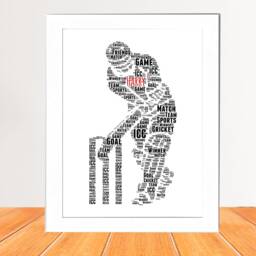 Personalised Cricketer Print - Custom Word Wall Art Frame- Birthday, For Cricket Lover For Him, Her, Boys, Girls, Men Player - thumbnail 1