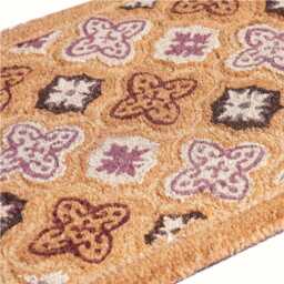 Large Embossed Coir Doormat 45 X 75cm Quatrefoil Print Natural Coconut Dirt Trapper Non-Slip Mat - thumbnail 2