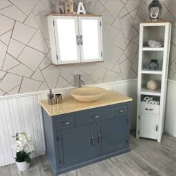 Bathroom Vanity Unit Grey Painted Modern Cabinet Wash Stand Cream Marble Top & Basin 1161Gcm025cm - thumbnail 2
