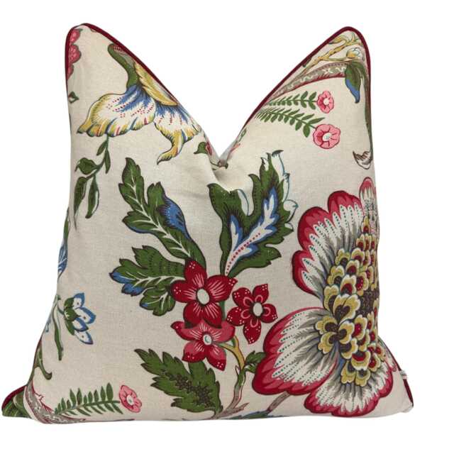 Titley & Marr Ashby Floral Red Green Cushion Pillow Cover - image 1