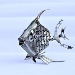 Fish, Fish Sculpture, Zodiac Gift, Metal Restaurant Decor, Steampunk Fish, Gift Men, Office Home Art Art - thumbnail 4