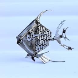 Fish, Fish Sculpture, Zodiac Gift, Metal Restaurant Decor, Steampunk Fish, Gift Men, Office Home Art Art - thumbnail 3