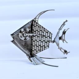 Fish, Fish Sculpture, Zodiac Gift, Metal Restaurant Decor, Steampunk Fish, Gift Men, Office Home Art Art - thumbnail 2