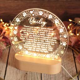 Personalised Pet Memorial Poem Keepsake Wooden Base Night Light Lamp - thumbnail 1