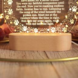 Personalised Pet Memorial Poem Keepsake Wooden Base Night Light Lamp - thumbnail 2