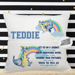 Personalised Kids Pocket Book Cushion, Dragon Storytime Pillow, Nursery Decor - thumbnail 3