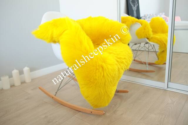 Genuine Natural Yellow Sheepskin Rug Throw Scandinavian Style - image 1
