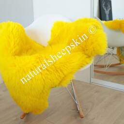 Genuine Natural Yellow Sheepskin Rug Throw Scandinavian Style - thumbnail 3