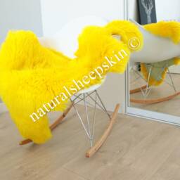 Genuine Natural Yellow Sheepskin Rug Throw Scandinavian Style - thumbnail 2