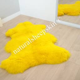 Genuine Natural Yellow Sheepskin Rug Throw Scandinavian Style - thumbnail 4