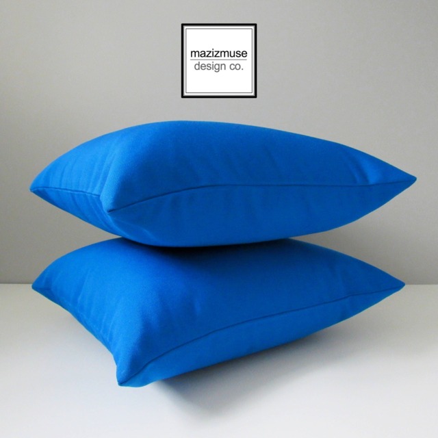 Pacific Blue Outdoor Sunbrella?? Pillow Cover, Cobalt Throw Pillows, Scatter Cushions For Pool/Patio Lounge Chairs By Mazizmuse - image 1