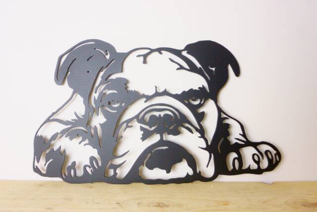 British Bulldog Peeping Wall Art/Garden Sculpture - image 1