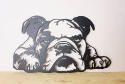 British Bulldog Peeping Wall Art/Garden Sculpture - thumbnail 1