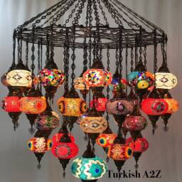 Turkish Mosaic Chandelier With 37 Large Globes , ID 144 - thumbnail 3