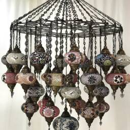 Turkish Mosaic Chandelier With 37 Large Globes , ID 144 - thumbnail 2