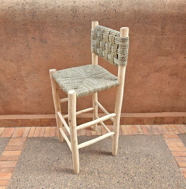 Moroccan Stool Bar With Palm Leaf Cord - image 1
