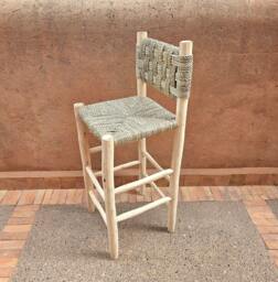 Moroccan Stool Bar With Palm Leaf Cord - thumbnail 1