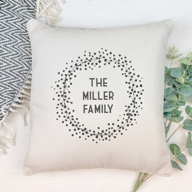 Family Name Personalised Cushion - Custom Last Decorative Pillow Unique Home Gift For Housewarming Or Wedding - image 1