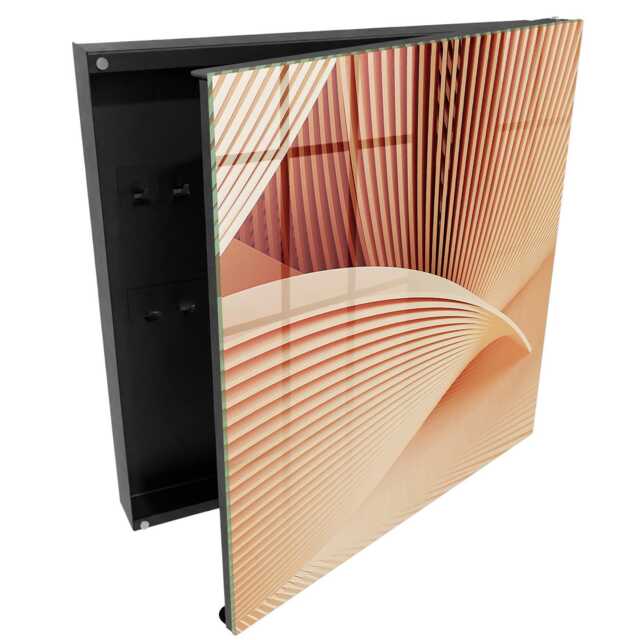 Waves Of Fabric Wall Mounted Key Cabinet, Beige Box For Wall, Modern Abstraction, Lovers Design - image 1