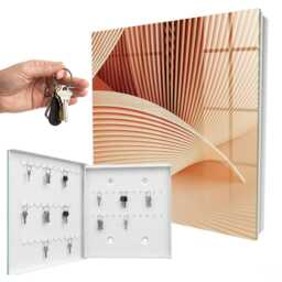 Waves Of Fabric Wall Mounted Key Cabinet, Beige Box For Wall, Modern Abstraction, Lovers Design - thumbnail 2