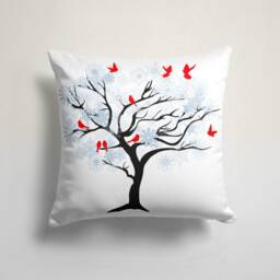 Winter Cardinal Bird Cushion Cover/Christmas Pine Tree Throw Pillow Cover/xmas Deer Case/Winter Landscape Red Home - thumbnail 3
