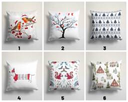 Winter Cardinal Bird Cushion Cover/Christmas Pine Tree Throw Pillow Cover/xmas Deer Case/Winter Landscape Red Home