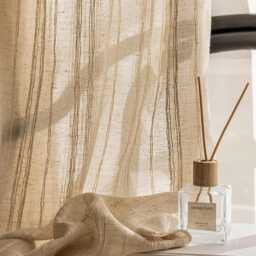 Custom Curtains Stripe Linen Voile Curtain For Airbnb Bedroom Living Room - thumbnail 2
