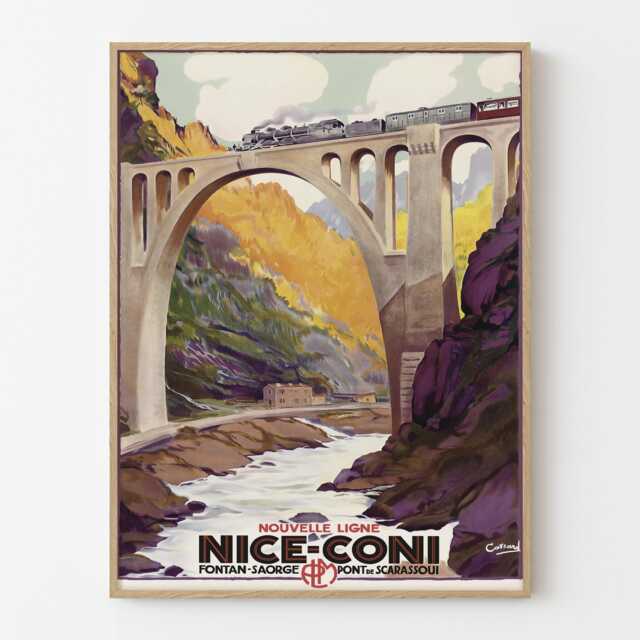 Vintage Nice Coni Railway Travel Poster French Alps Train Retro Wall Art Print - image 1