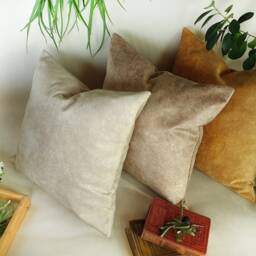 Ecru Coffee Cream Velvet Pillow Cover Mid Century Modern Decor - thumbnail 2