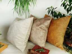 Ecru Coffee Cream Velvet Pillow Cover Mid Century Modern Decor